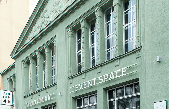 Außenansicht des Atrium Event Space in Berlin für Tanzkurse, Workshops und Veranstaltungen