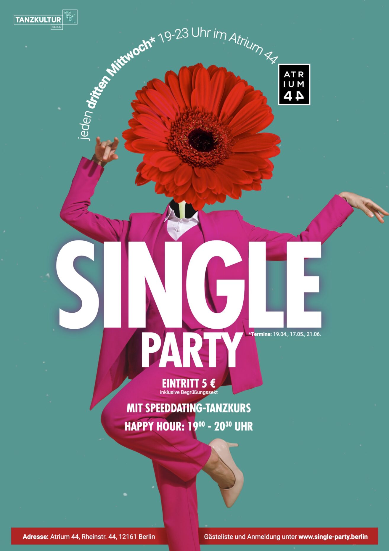 Single Party Atrium 44 Drinks. Dance. Dates. Tanzschule Keller Berlin